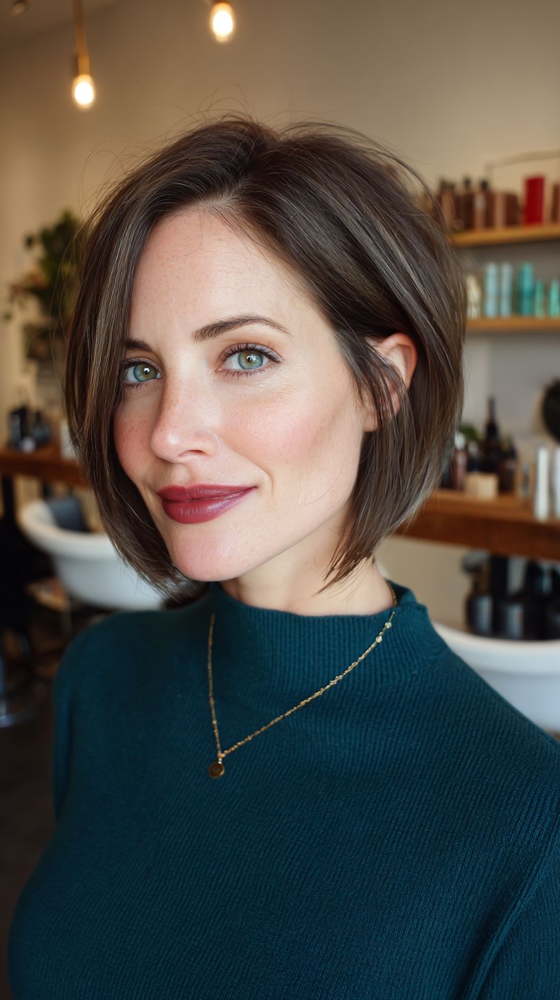 Chic Brunette Bob with Subtle Textured Layers