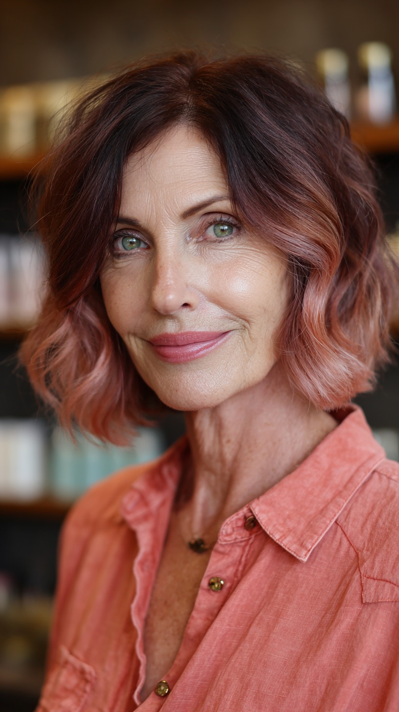 Chic Chocolate Rose Gold Beachy Bob