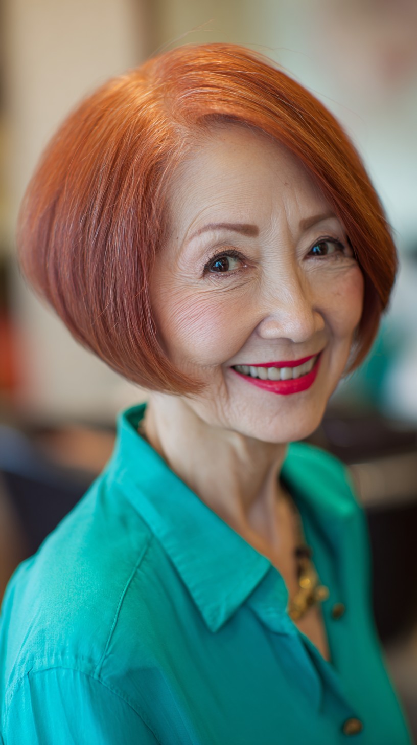 Chic Copper Rose Gold A-Line Bob with Soft Volume