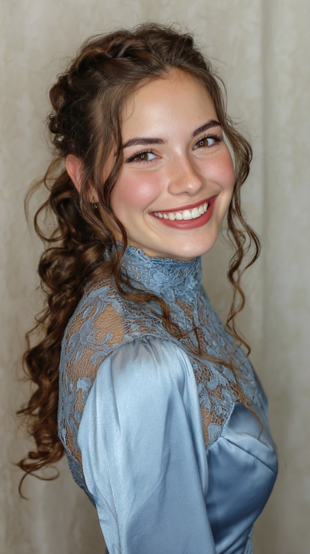 Chic Curly Half-Up Style with Elegant Texture