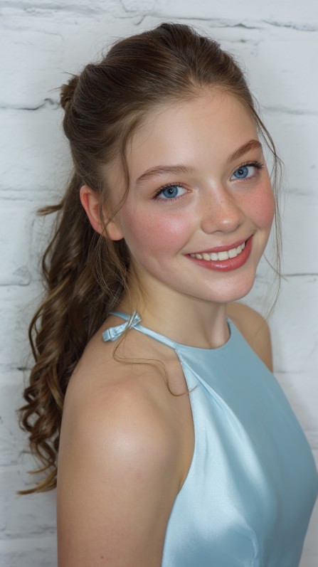 Chic Half-Up Curly Ponytail with Soft Waves