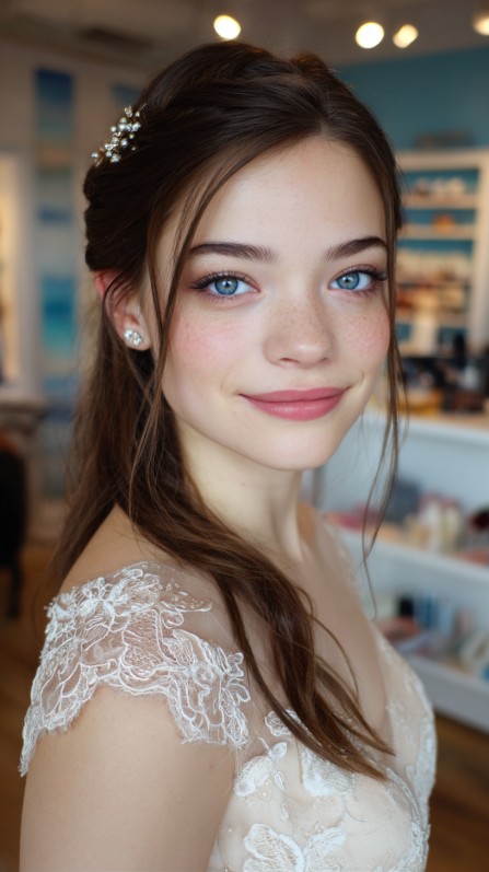 Chic Half Up Half Down Textured Quinceanera Hairstyle