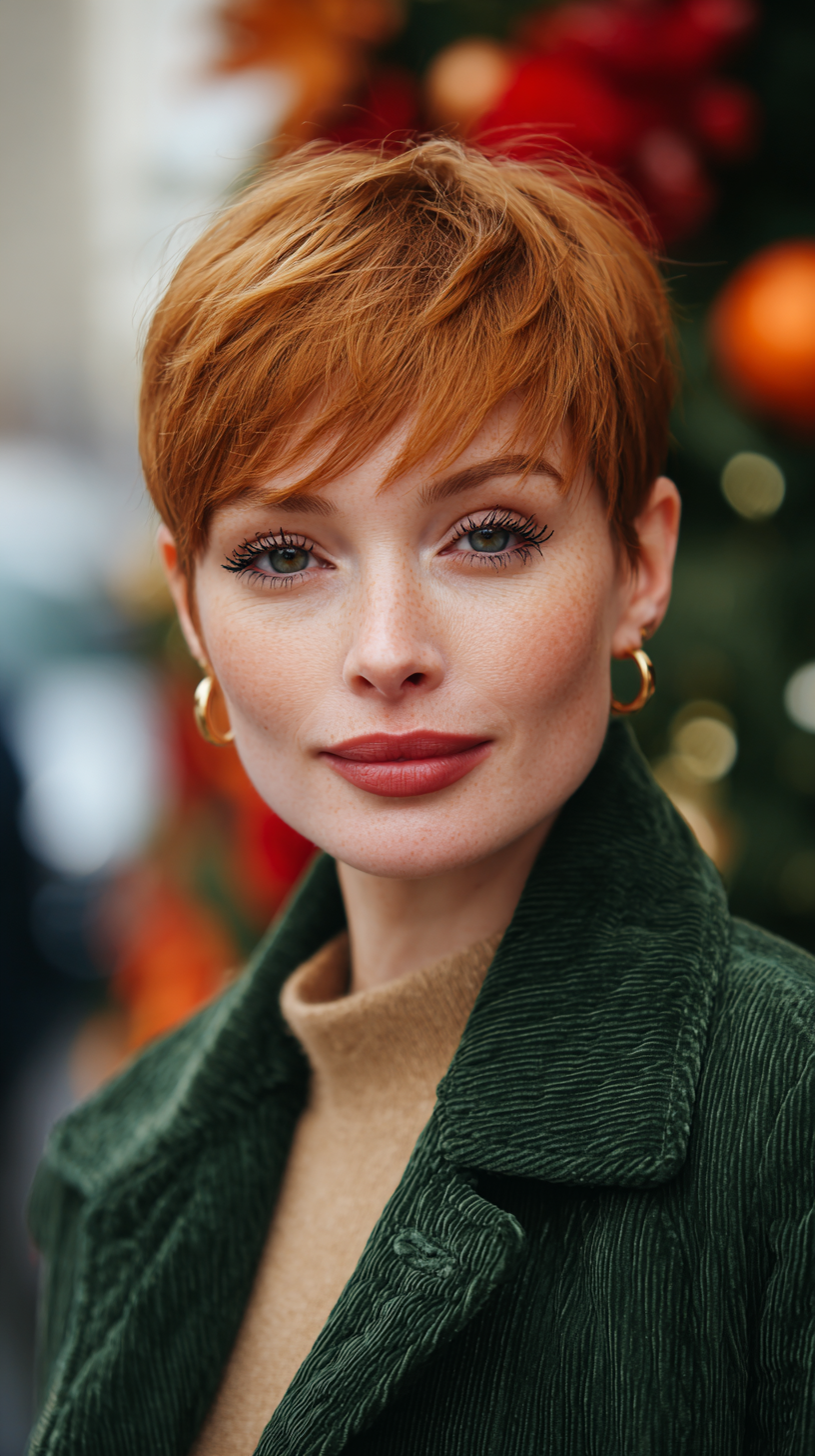 Chic Strawberry Blonde Textured Pixie Cut with Soft Layers