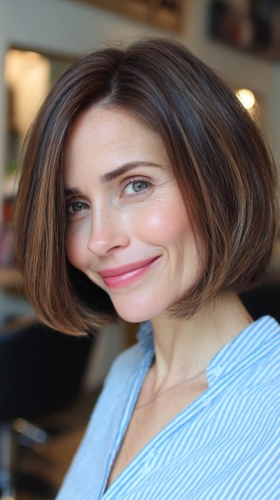 Chic Textured Bob with Subtle Dimension