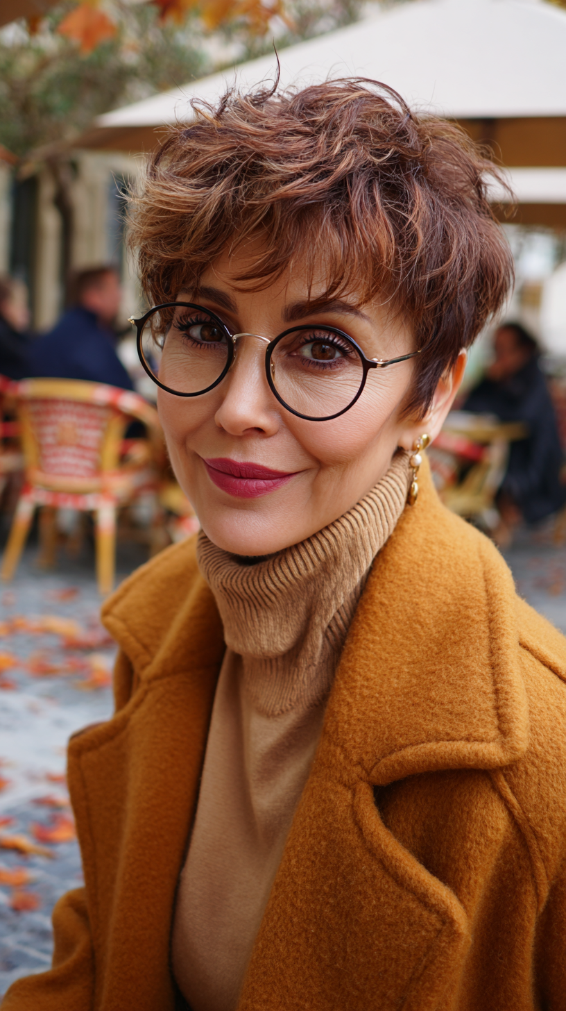 Chic Textured Cherry Cola Pixie Cut