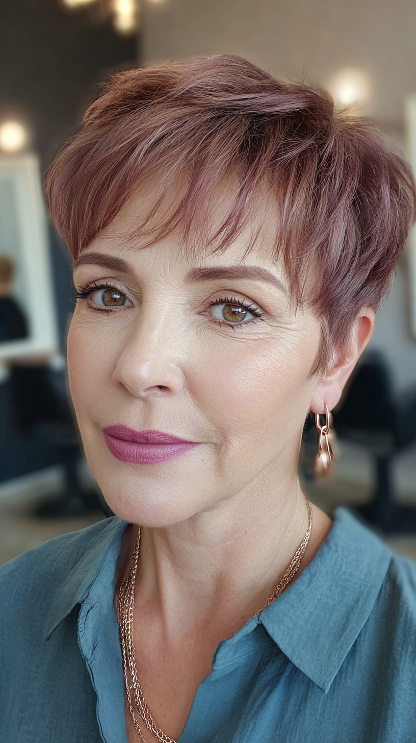 Chic Textured Chocolate Rose Gold Pixie