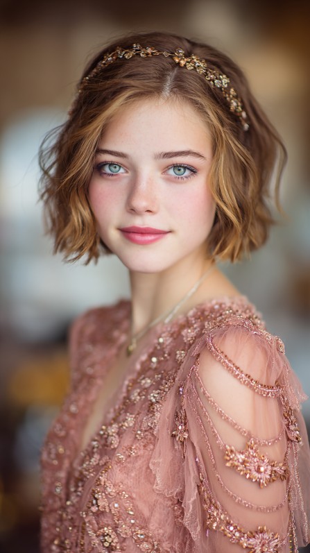 Chic Textured Lob with Delicate Hair Accessories