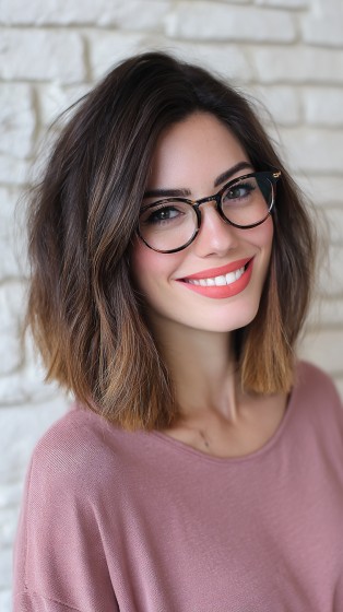 Chic Textured Lob with Subtle Ombre