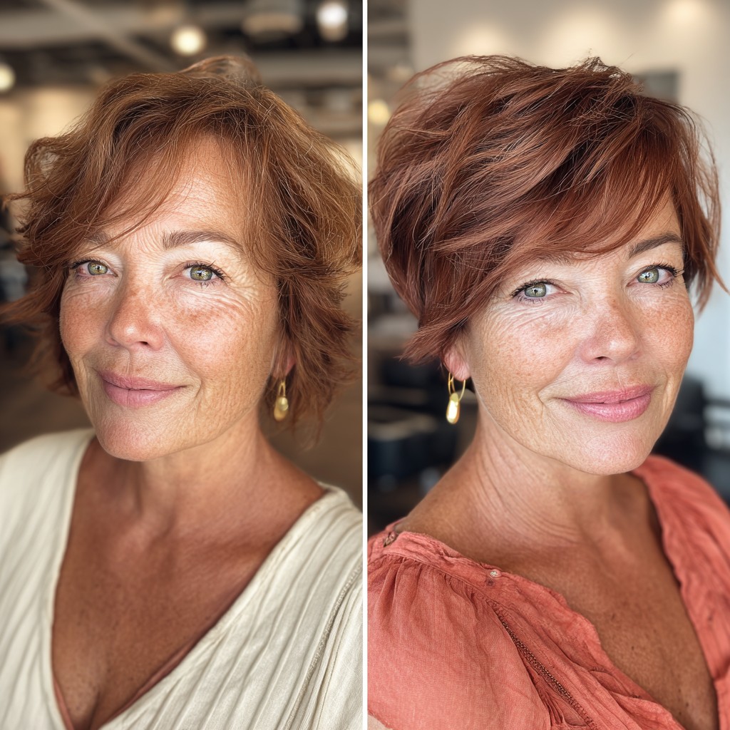 Chic Textured Rose Gold Pixie with Soft Layers