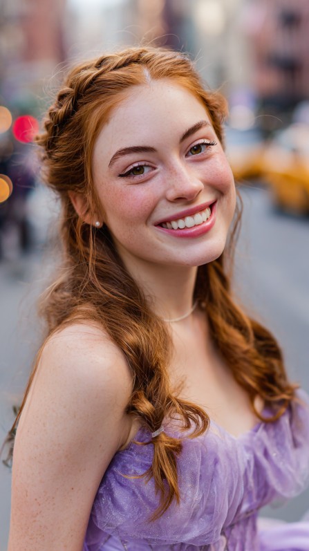 Delicate Braided Crown with Soft Loose Waves