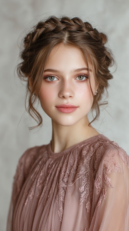 Delicate Braided Crown with Soft Tendrils