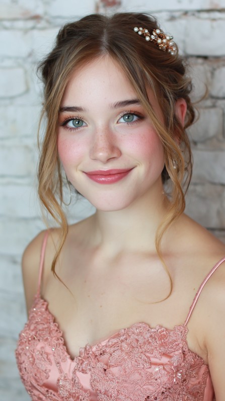 Delicate Half-Up Twisted Hairstyle with Soft Curls