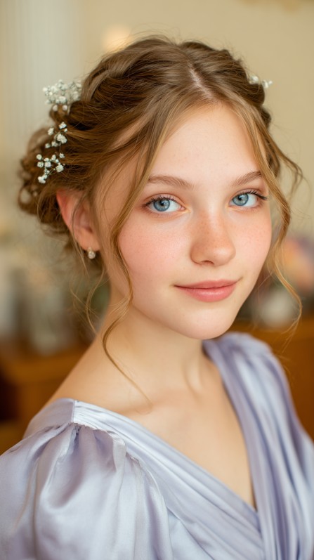 Delicate Twisted Updo with Soft Tendrils