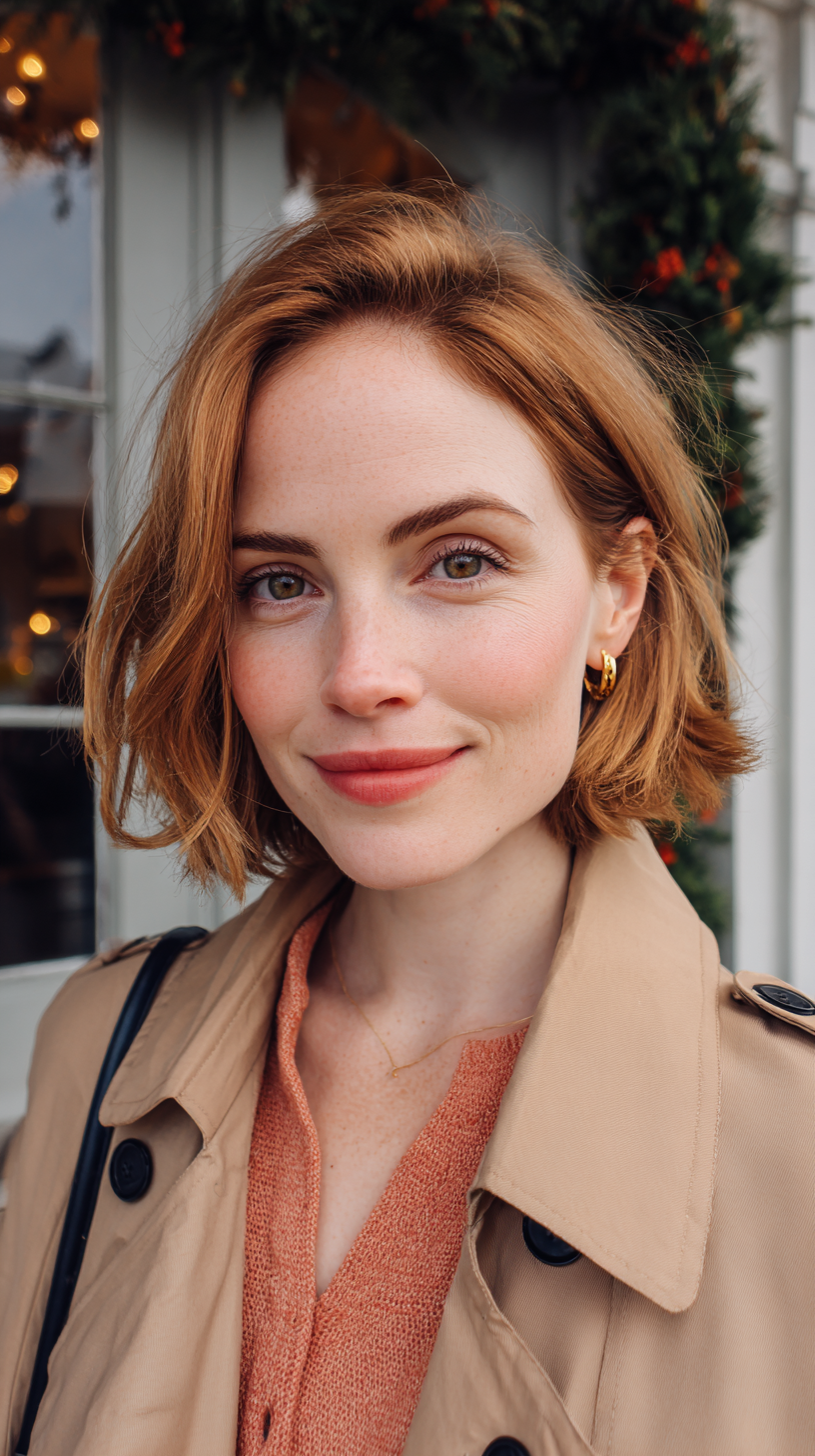 Effortless Strawberry Blonde Lob with Soft Waves