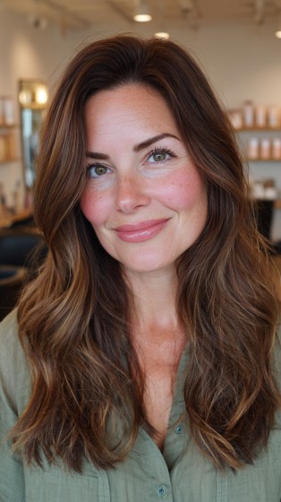 Effortlessly Voluminous Long Layers with Subtle Highlights