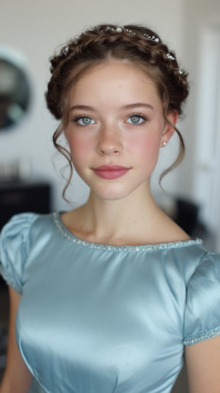 Elegant Braided Updo with Delicate Loose Strands