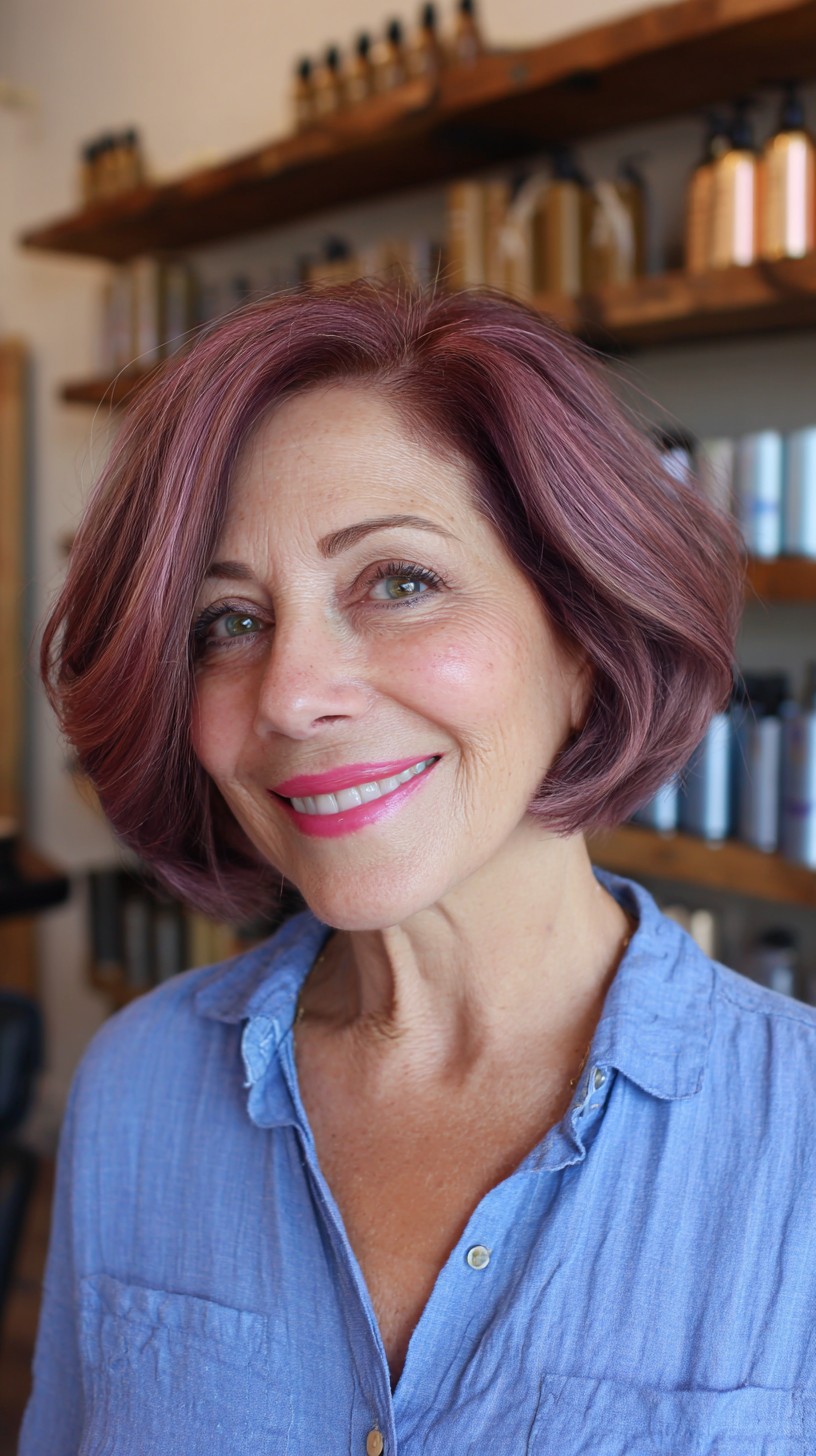 Elegant Chocolate Rose Gold A-Line Bob