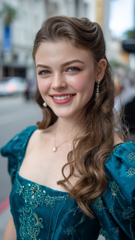 Elegant Half-Up Curls with Vintage Flair