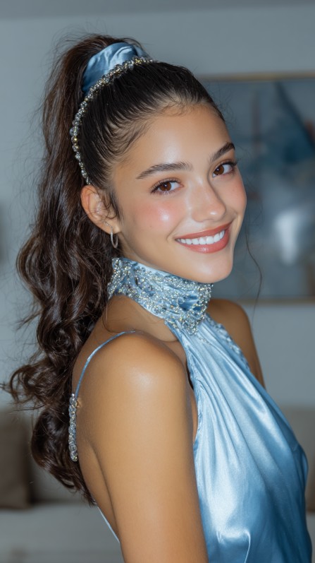 Elegant High Ponytail with Soft Curls