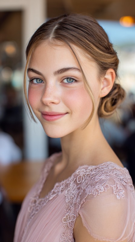 Elegant Low Bun with Soft Face-Framing Tendrils