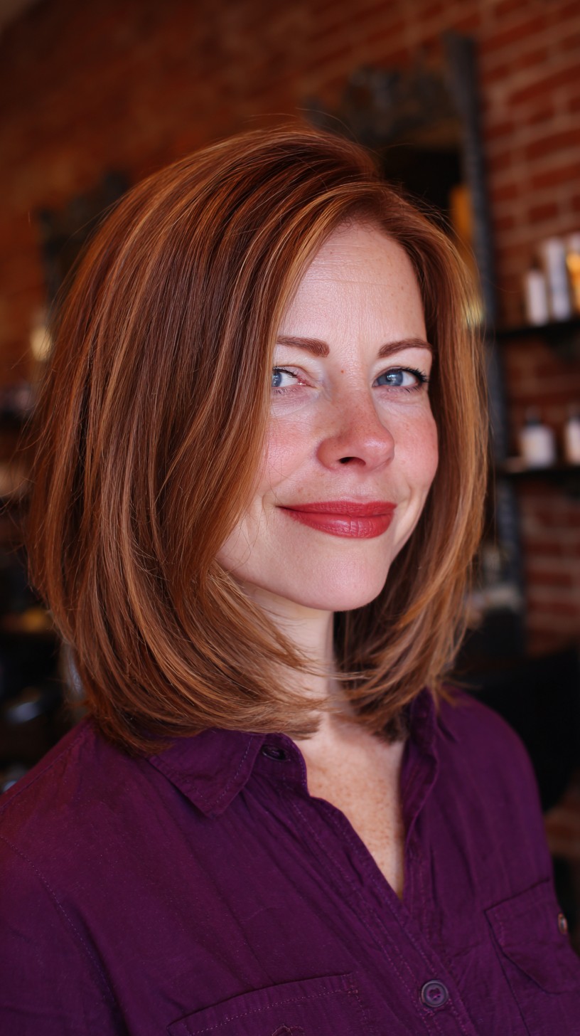 Elegant Rose Gold Lob with Subtle Layers