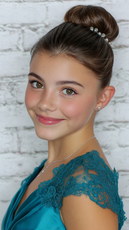 Elegant Sleek High Bun with Crystal Accents