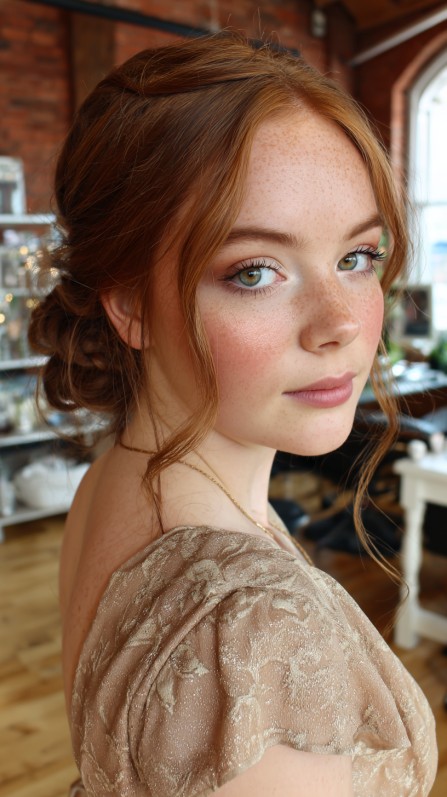 Elegant Soft Updo with Tendrils