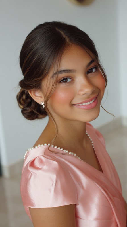 Elegant Twisted Low Bun with Soft Tendrils