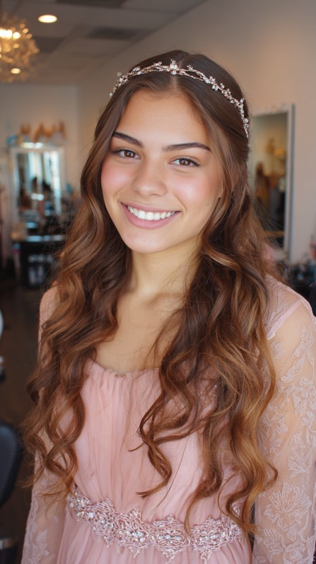 Glamorous Loose Waves with Sparkling Headband