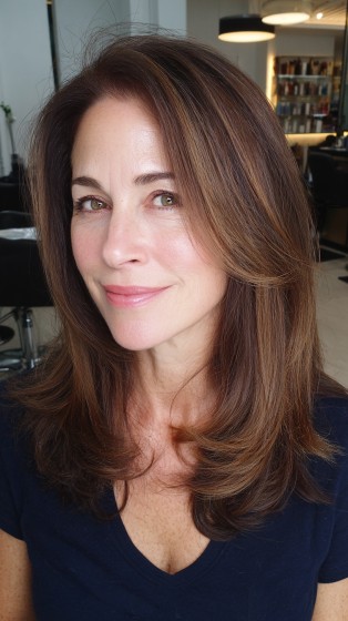Graceful Light Brown Layers with Soft Face-Framing Highlights