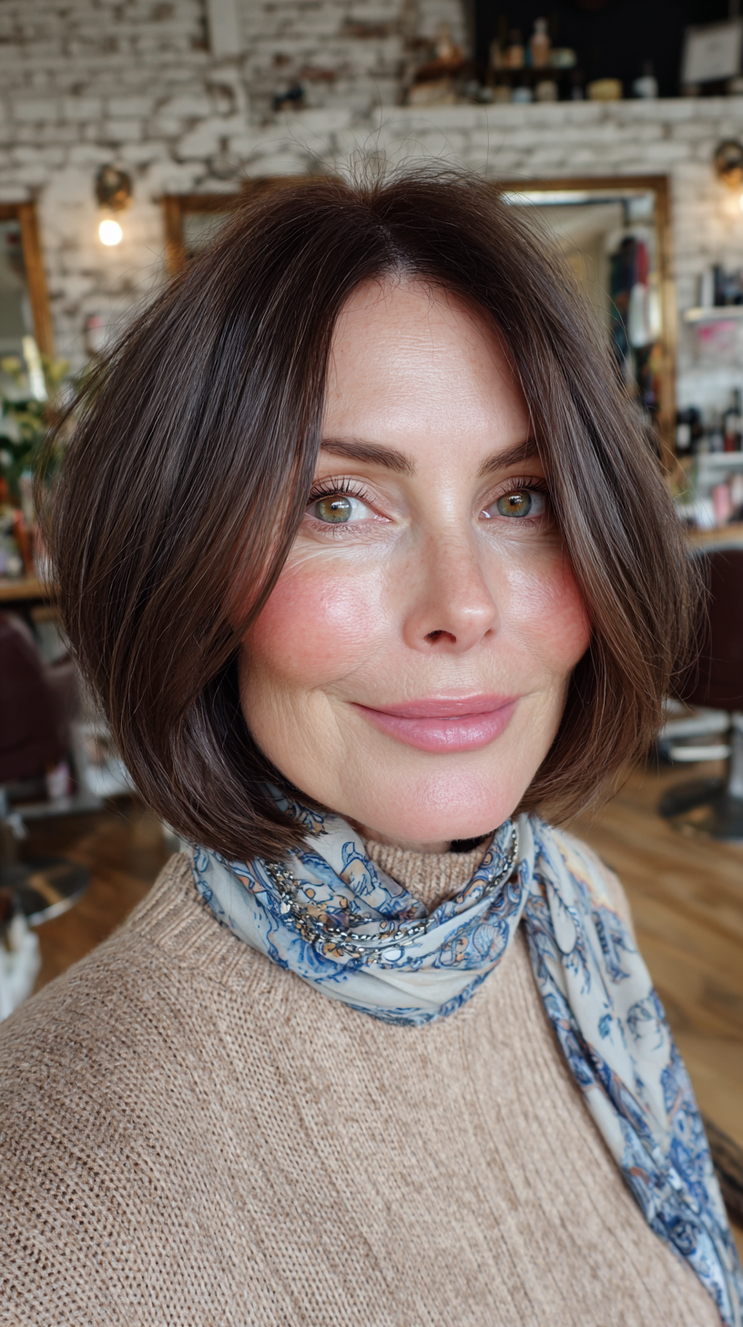 Modern Brunette Bob with Soft Layers
