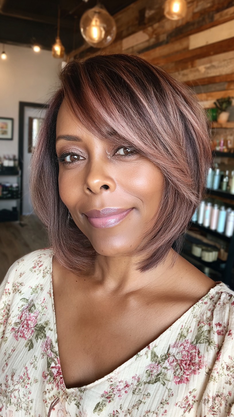 Modern Rose Gold Bob with Subtle Layers