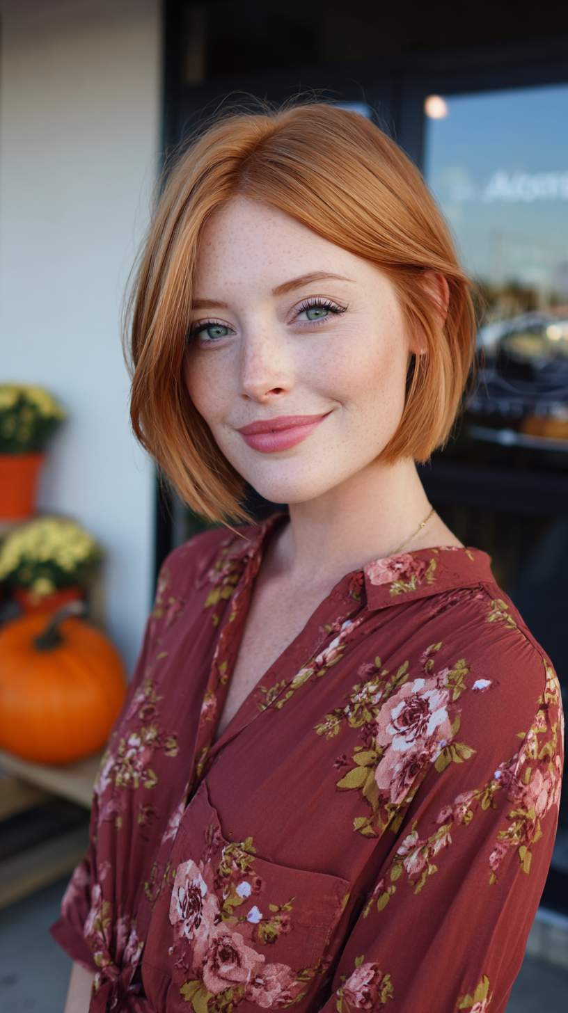 Modern Strawberry Blonde Smooth Lob with Subtle Layers