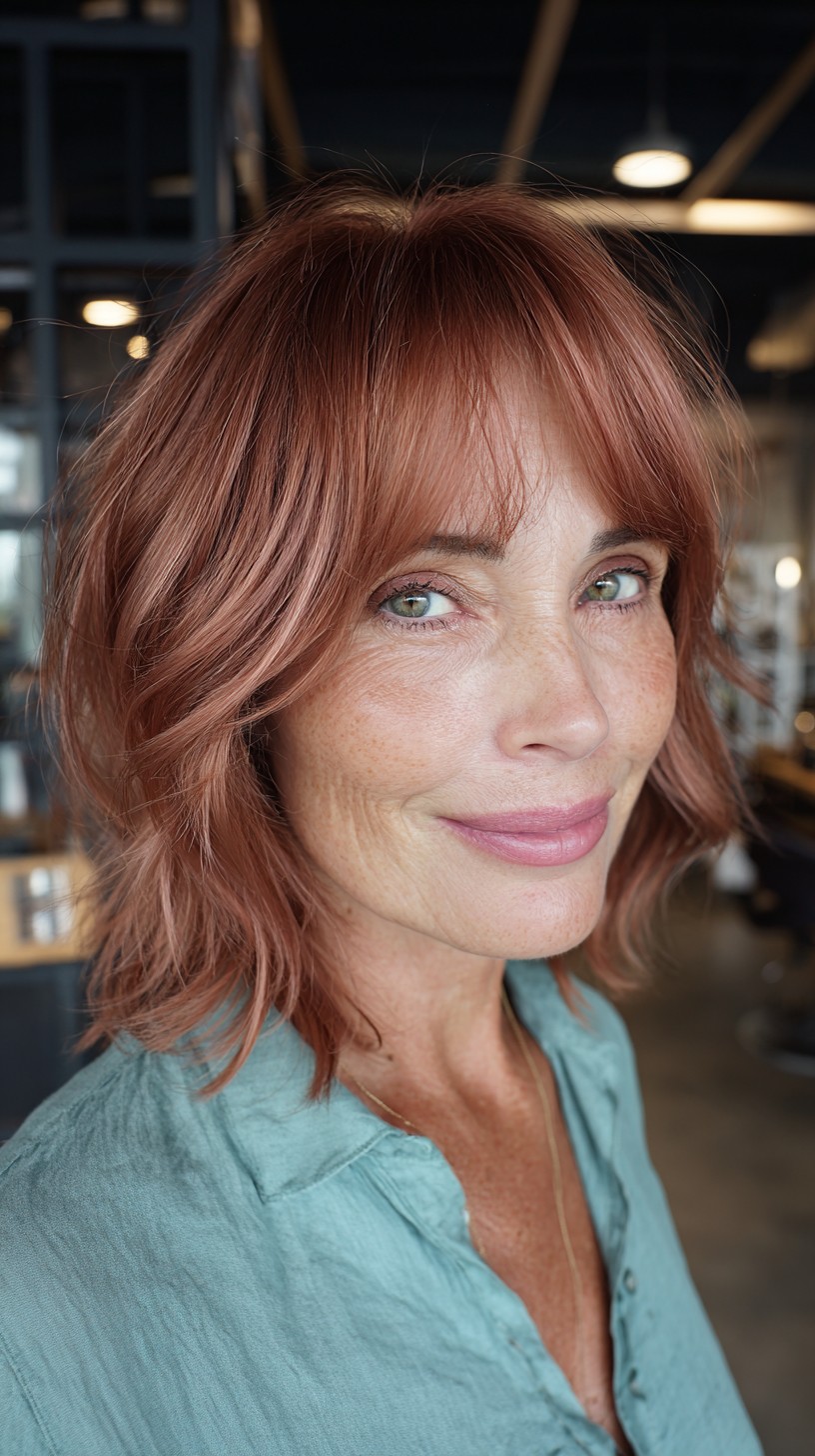 Playful Chocolate Rose Gold Textured Lob