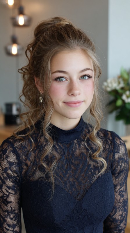 Playful Curly Half-Up with Volume