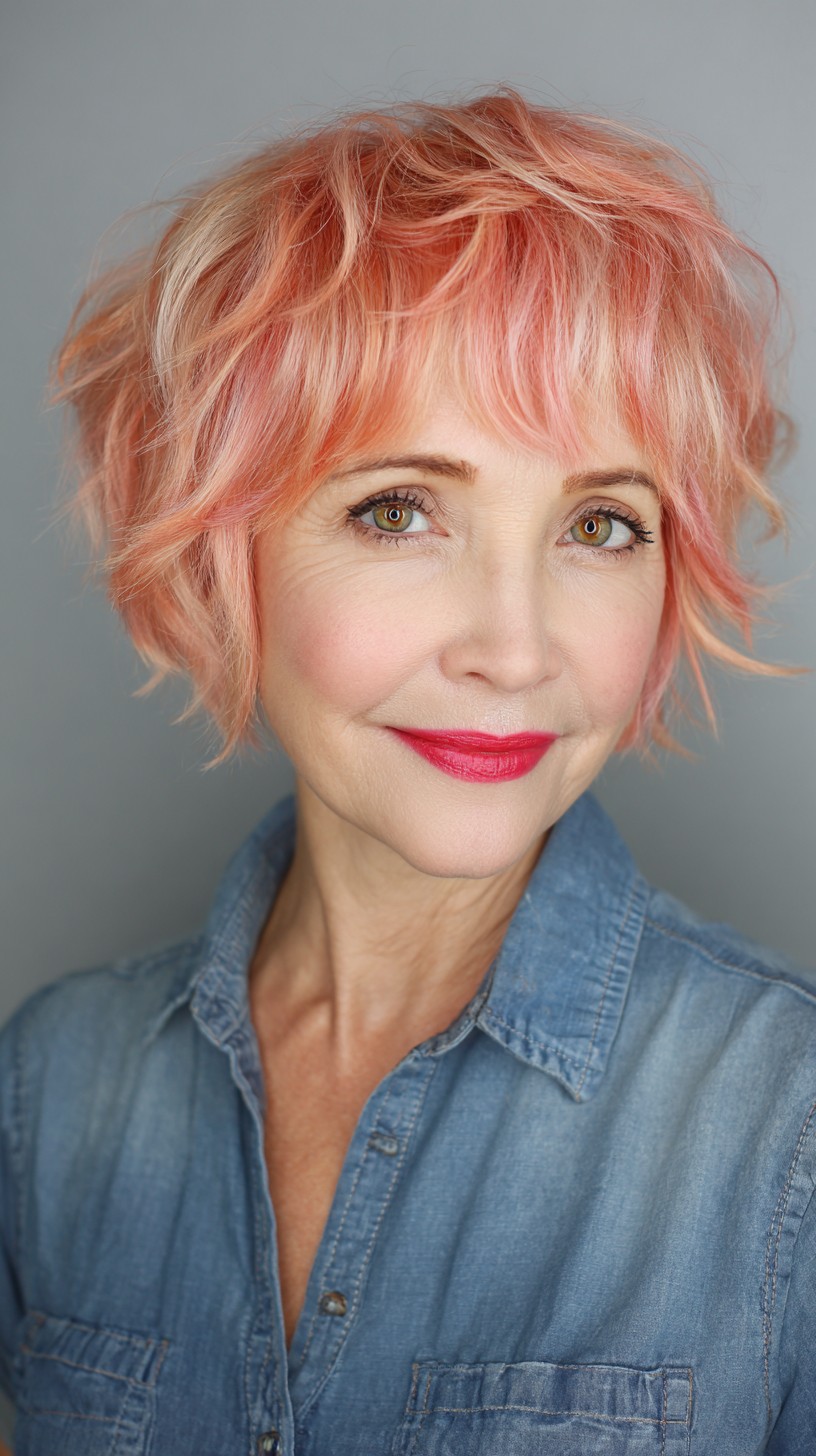 Playful Rose Gold Pixie with Textured Layers