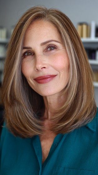 Polished Light Brown Lob with Subtle Face-Frame Highlights