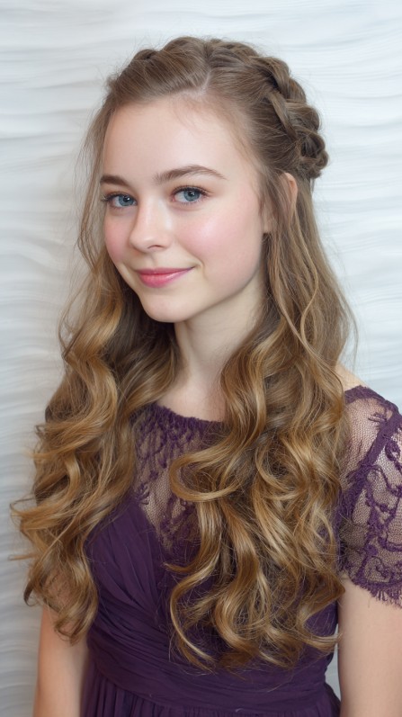 Romantic Half Up Half Down Cascading Curls