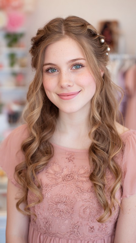 Romantic Loose Curls with Delicate Hair Accessories