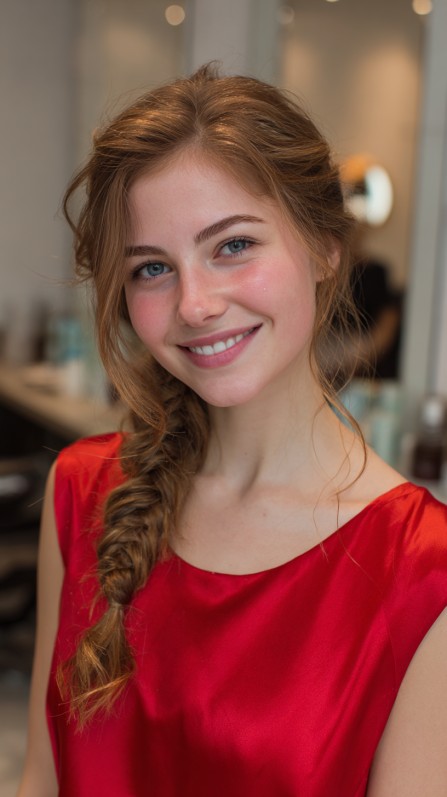 Romantic Loose Side Braid with Soft Waves