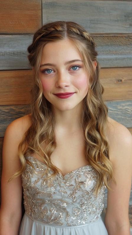 Romantic Loose Waves with Braided Crown