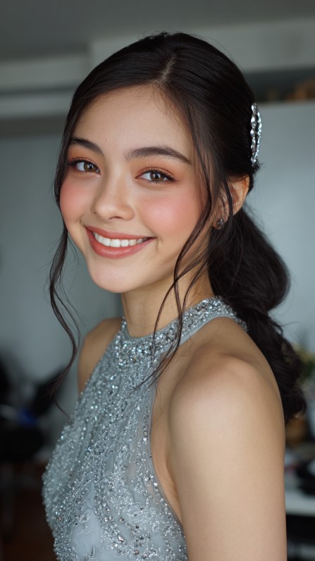 Sleek Half-Up Elegance with Soft Waves