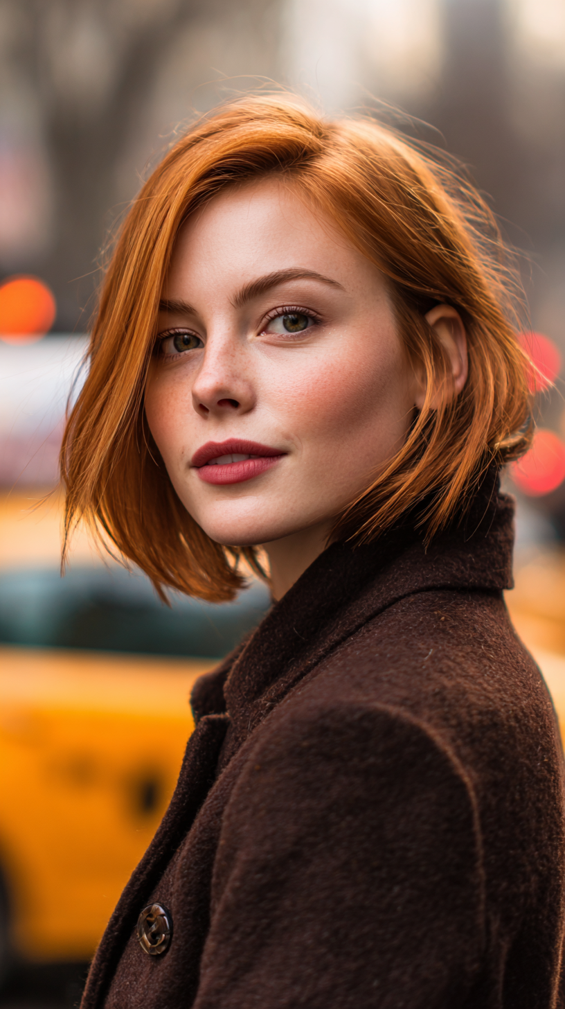 Sleek Strawberry Blonde Bob with Soft Layers