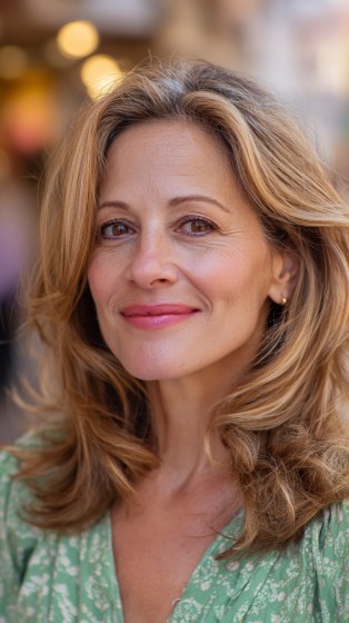 Soft Layered Light Brown Hair with Gentle Waves