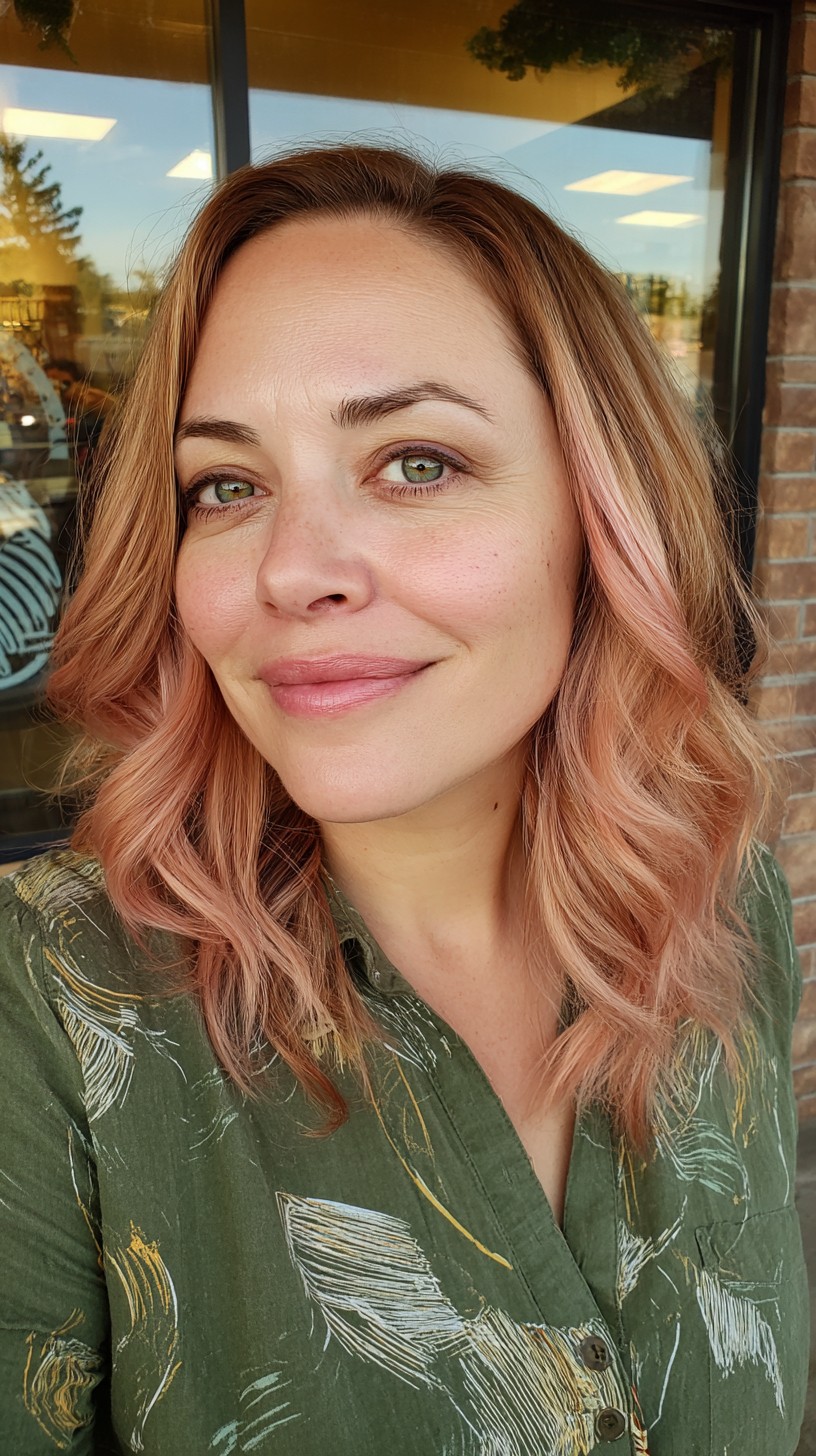 Soft Rose Gold Curls with Subtle Layers