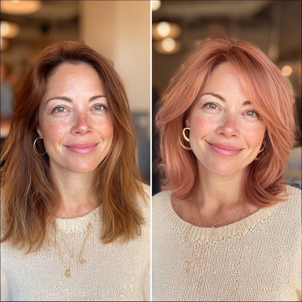 Soft Rose Gold Mid-Length Cut with Subtle Layers