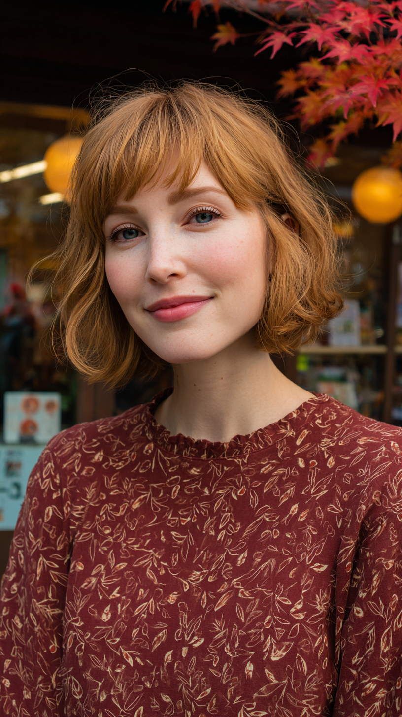 Soft Strawberry Blonde Bob with Textured Ends