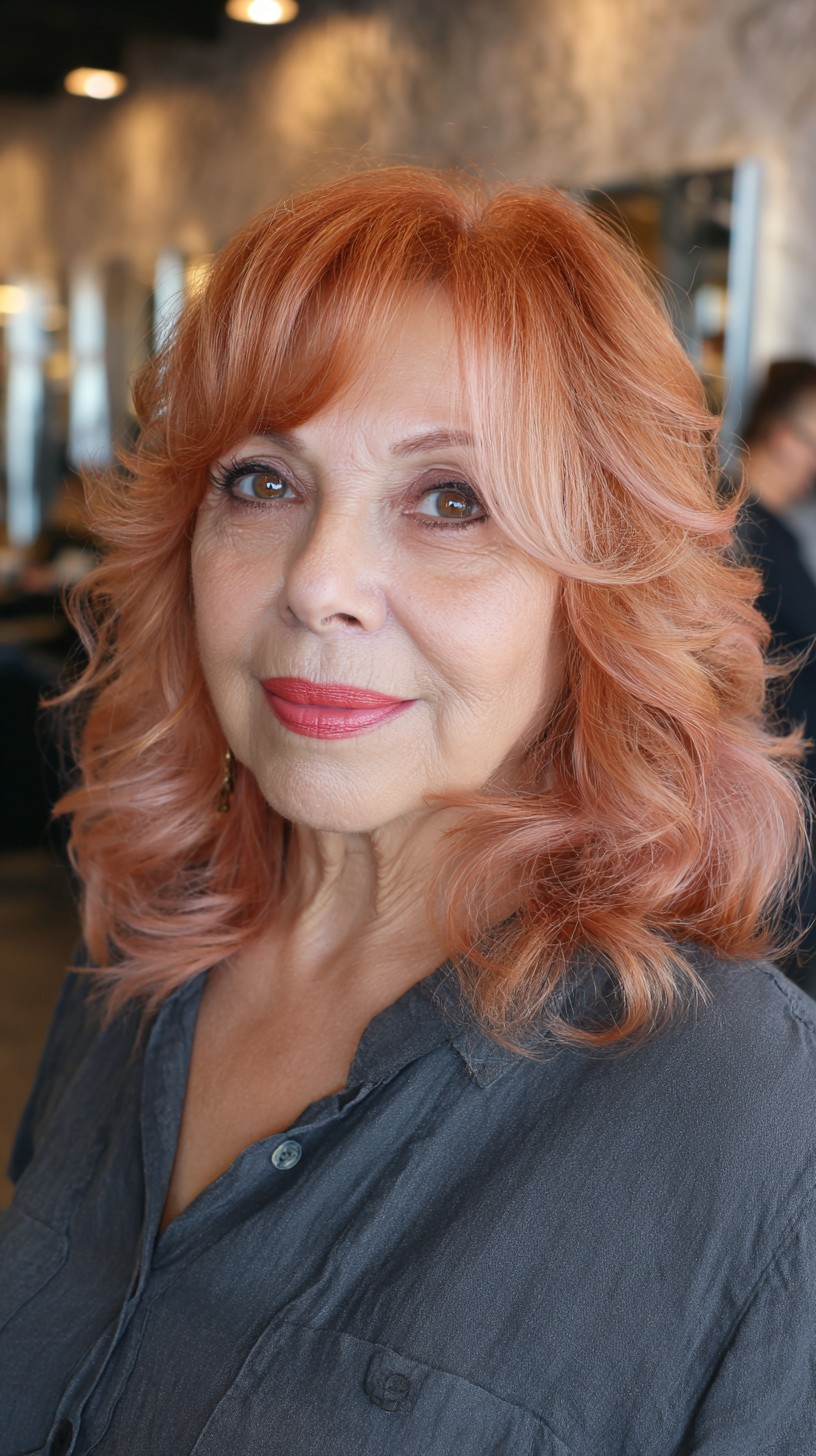 Softly Layered Copper Rose Gold Waves