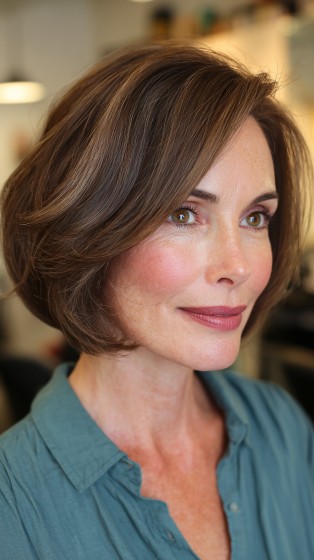 Softly Layered Side-Parted Bob with Natural Movement