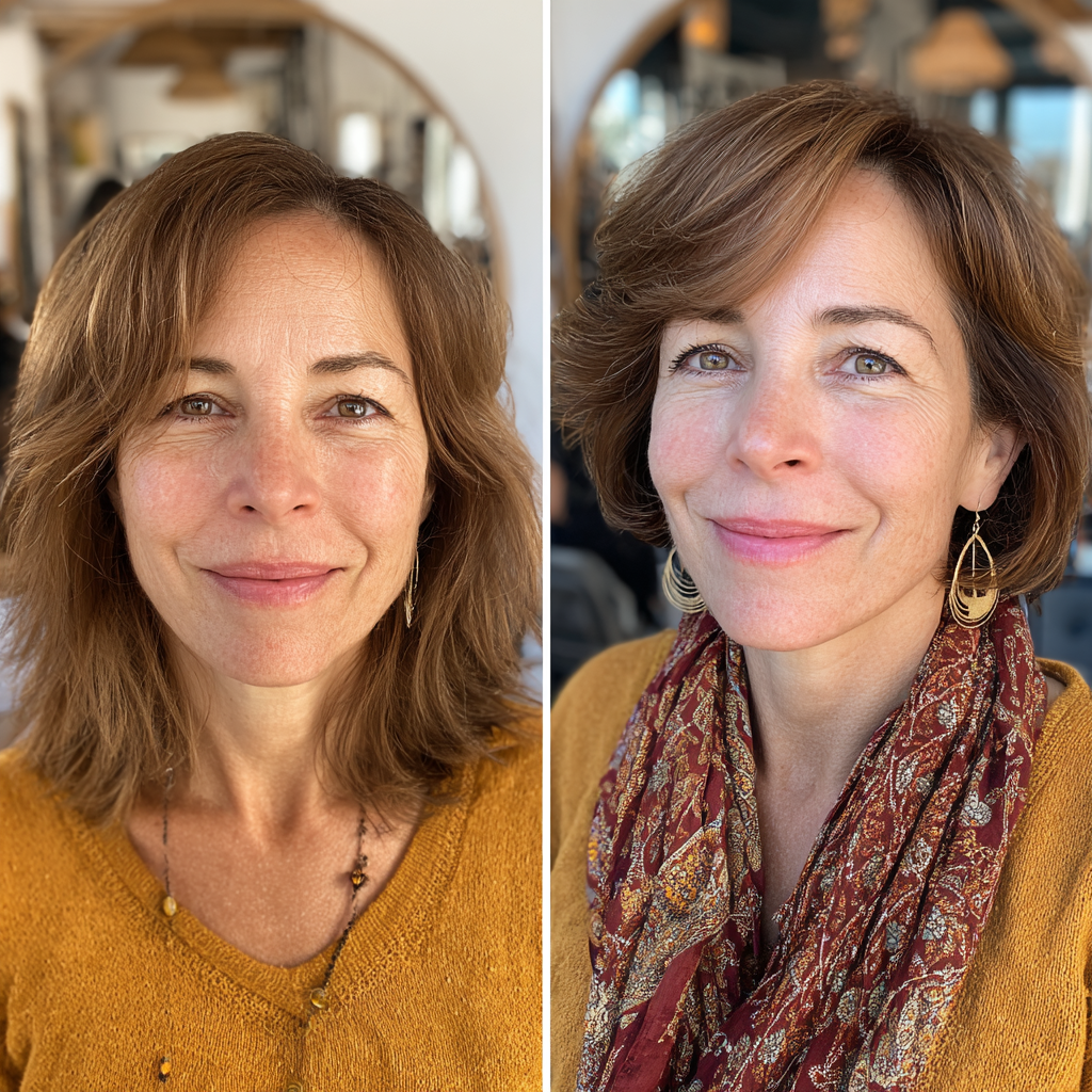 Stylish Caramel Brown Textured Lob with Soft Layers